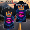 BlueJose Darts Neon Lips Crown Glow Personalized Name, Team Name Unisex Shirt (4 Colors)