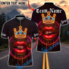 BlueJose Darts Neon Lips Crown Glow Personalized Name, Team Name Unisex Shirt (4 Colors)