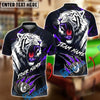 BlueJose Billiards 8-Ball White Tiger Claw Slash Design Customized Name, Team Name 3D Shirt (4 Colors)