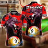 BlueJose Billiards 9-Ball Blood Wolf Design Personalized Name, Team Name Unisex Shirt (4 Colors)