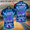 BlueJose Bowling Top Secret Technique Neon Design Customized Name, Team Name 3D Shirt (4 Colors)