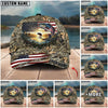 BlueJose Fishing American Flag Sunrise Farm Scene Camo Custom Name 3D Cap (12 Breeds)