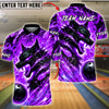 BlueJose Bowling And Pins Fire Wolf Flame Art Design Customized Name, Team Name 3D Shirt (4 Colors)