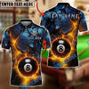 BlueJose Billiards 8 Ball Lava Cracked Fire Personalized Name, Team Name Unisex Shirt (4 Colors)