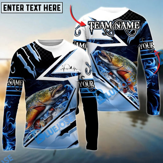 Bluejose Catfish Fishing Splash Blue Water Hook Scratch Sport Custom Name & Team Name 3D Shirts