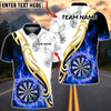 BlueJose Darts White Fire Smoke Golden Dartboard Multicolor Options Personalized Name Shirt (4 Colors)
