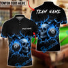 BlueJose Billiards Flaming 8 Ball Skull Black Personalized Name, Team Name Unisex Shirt (4 Colors)