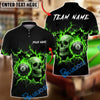 BlueJose Billiards Flaming 8 Ball Skull Black Personalized Name, Team Name Unisex Shirt (4 Colors)