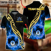BlueJose Billiards 8 Ball Flame Golden Tribal Pattern Personalized Name, Team Name Unisex Shirt (4 Colors)