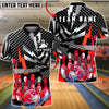 BlueJose Bowling And Pins Colorful Pins Ball Design Customized Name, Team Name 3D Shirt (4 Colors)