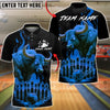 BlueJose Bowling And Pins Bull Fire Flames Design Customized Name, Team Name 3D Shirt (4 Colors)
