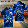 BlueJose Bowling And Pins Shark Storm Customized Name, Team Name 3D Shirt (4 Colors)