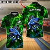 BlueJose Bowling And Pins Shark Storm Customized Name, Team Name 3D Shirt (4 Colors)