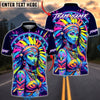 BlueJose Darts Dartboard Neon Native American Woman Colorful Tribal Design Multicolor Options Personalized Name Shirt (4 Colors)