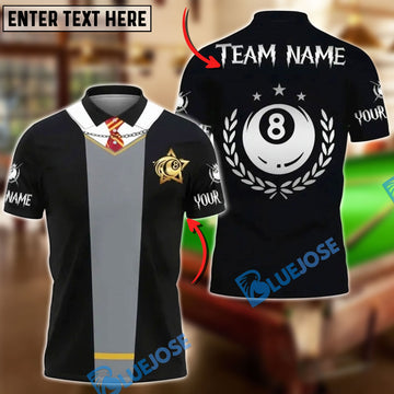 BlueJose Billiards Ball 8 HW Wizard Uniform Customized Name, Team Name 3D Shirt