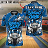 BlueJose Bowling And Pins Black Angry Bear Bowling Game Customized Name, Team Name 3D Shirt (4 Colors)