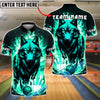 BlueJose Bowling And Pins Flame Wolf Customized Name, Team Name 3D Shirt (4 Colors)