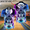 BlueJose Bowling And Pins Moonlight Galaxy Wolf Customized Name, Team Name 3D Shirt (4 Colors)