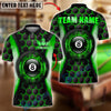 BlueJose Billiards 8 Ball Electric Hexagon Personalized Name, Team Name Unisex Shirt (4 Colors)