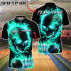 BlueJose Bowling And Pins Flame Skull Fire Pattern Customized Name, Team Name 3D Shirt (4 Colors)