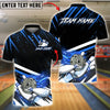 BlueJose Bowling & Pins Black Abstract Design Customized Name, Team Name 3D Shirt (4 Colors)