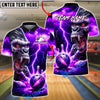 BlueJose Bowling Gorilla Demon Skull Lightning Design Customized Name, Team Name 3D Shirt (4 Colors)