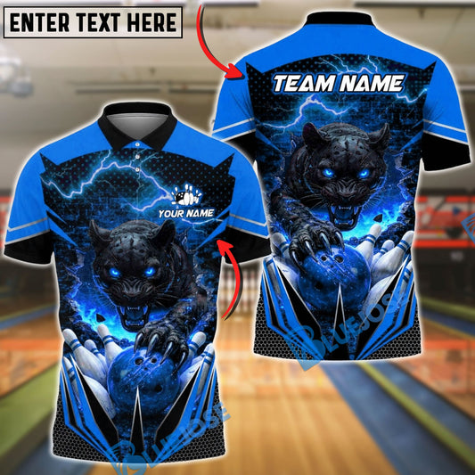 BlueJose Bowling & Pins Black Panther Power Smash Customized Name, Team Name 3D Shirt (4 Colors)