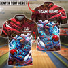 BlueJose Bowling And Pins Cyber Bull Neon Graffiti Customized Name, Team Name 3D Shirt (4 Colors)