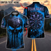 BlueJose Darts Punisher Skull Blood Dartboard Personalized Name, Team Name Unisex Shirt (4 Colors)