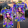 BlueJose Darts Graffiti Rebel Girl Dartboard Multicolor Options Personalized Name Shirt (4 Colors)