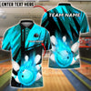 BlueJose Bowling And Pins Fire QN Customized Name 3D Shirt (6 Colors)