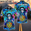 BlueJose Darts Neon Afro Skull Multicolor Options Personalized Name Shirt (4 Colors)