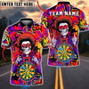 BlueJose Darts Neon Afro Skull Multicolor Options Personalized Name Shirt (4 Colors)