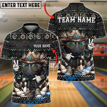 BlueJose Bowling Native Western Cowboy Ball Pins Design Customized Name, Team Name 3D Shirt