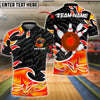 BlueJose Bowling And Pins Flaming Strike Customized Name, Team Name 3D Shirt (4 Colors)