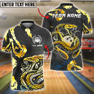 BlueJose Bowling And Pins Angry Snake Customized Name 3D Shirt (6 Colors)