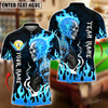 BlueJose Billiards Ball 9 Flaming Biker Skull Middle Finger Customized Name, Team Name 3D Shirt (4 Colors)