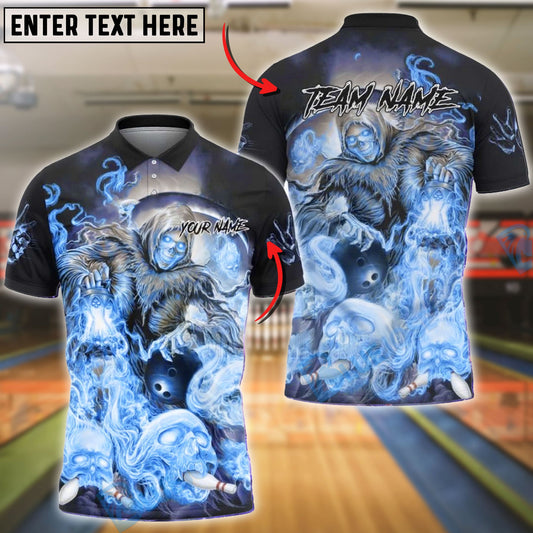 BlueJose Bowling & Pins Grim Reaper Skull Smoke Customized Name, Team Name 3D Shirt (4 Colors)