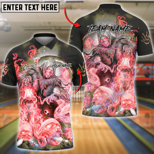 BlueJose Bowling & Pins Grim Reaper Skull Smoke Customized Name, Team Name 3D Shirt (4 Colors)