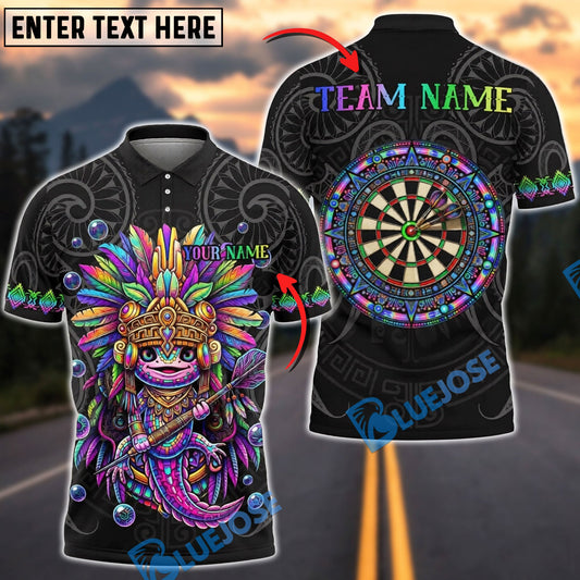 BlueJose Darts Lizard Warrior Tribal Headdress Personalized Name Shirt