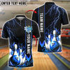 BlueJose Bowling And Pins Strike Flame Thunder Lightning Customized Name, Team Name 3D Shirt (4 Colors)