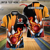 BlueJose Bowling And Pins Strike Flame Customized Name, Team Name 3D Shirt (4 Colors)