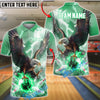 BlueJose Bowling Majestic Bald Eagle Lightning Storm Talons Gripping Ball Customized Name, Team Name 3D Shirt (4 Colors)