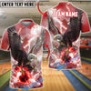 BlueJose Bowling Majestic Bald Eagle Lightning Storm Talons Gripping Ball Customized Name, Team Name 3D Shirt (4 Colors)