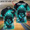BlueJose Bowling Grim Reaper Skull Stacked Skulls Crown Flaming Smoke Customized Name, Team Name 3D Shirt (4 Colors)