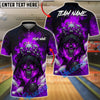 BlueJose Bowling Grim Reaper Skull Stacked Skulls Crown Flaming Smoke Customized Name, Team Name 3D Shirt (4 Colors)