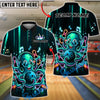 BlueJose Bowling Retro Party Octopus Sunglasses Vibrant Colorful Graphic Customized Name, Team Name 3D Shirt (4 Colors)