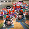 BlueJose Bowling And Pins Funny Mole Cartoon Character Hip Hop Streetwear Sportswear Apparel Customized Name, Team Name 3D Shirt (6 Colors)