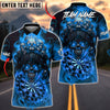 BlueJose Darts Burning Skull Gothic Fire Elements Personalized Name, Team Name Unisex Shirt (4 Colors)