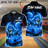 BlueJose Bowling Fire Fox Nine Tailed Mythical Creature Burning Flame Customized Name, Team Name 3D Shirt (4 Colors)